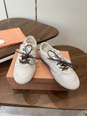MIUMIU 26S SNEAKERS IN WHITE MESH AND SUEDE