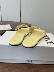 LOEWE 26S FLAT SANDALS IN BUTTER YELLOW CALFSKIN