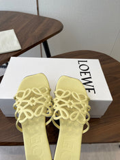 LOEWE 26S FLAT SANDALS IN BUTTER YELLOW CALFSKIN