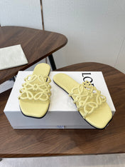 LOEWE 26S FLAT SANDALS IN BUTTER YELLOW CALFSKIN