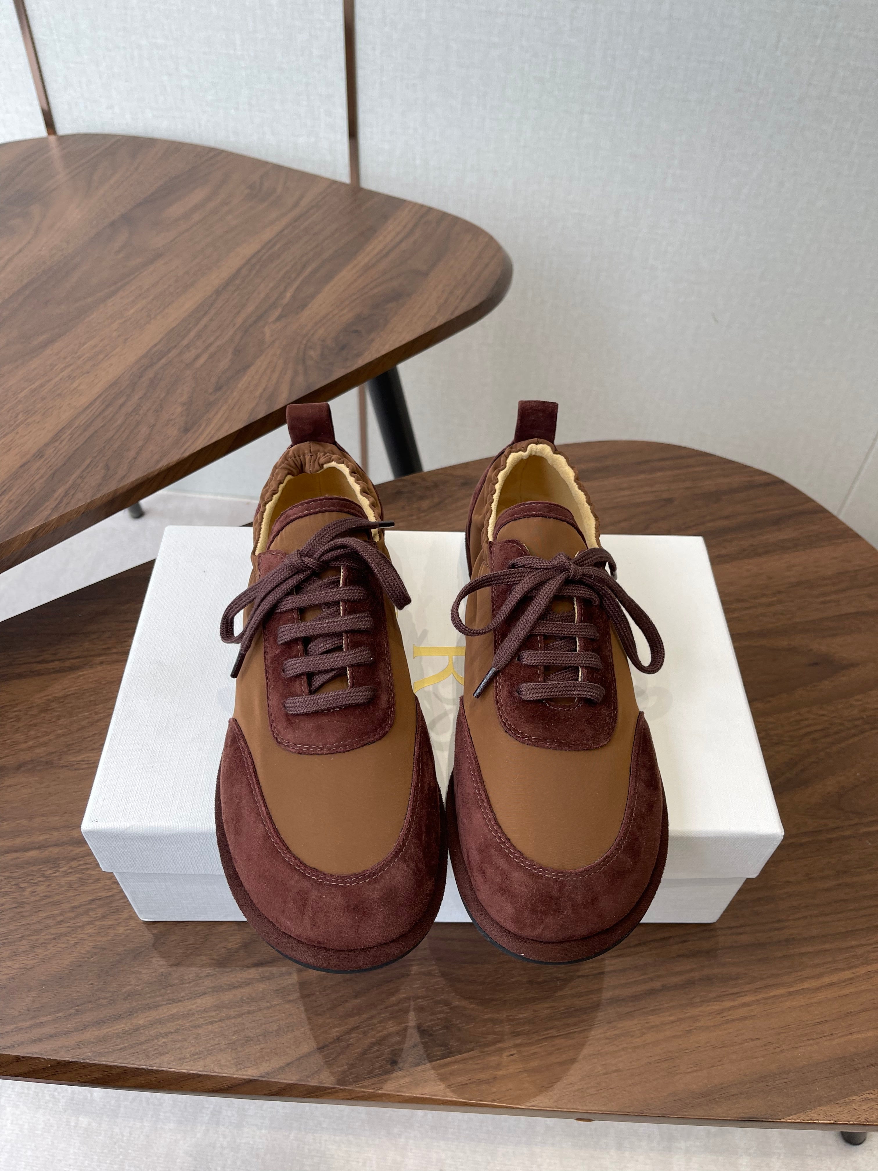THE ROW 26S SNEAKERS IN BROWN SUEDE AND FABRIC