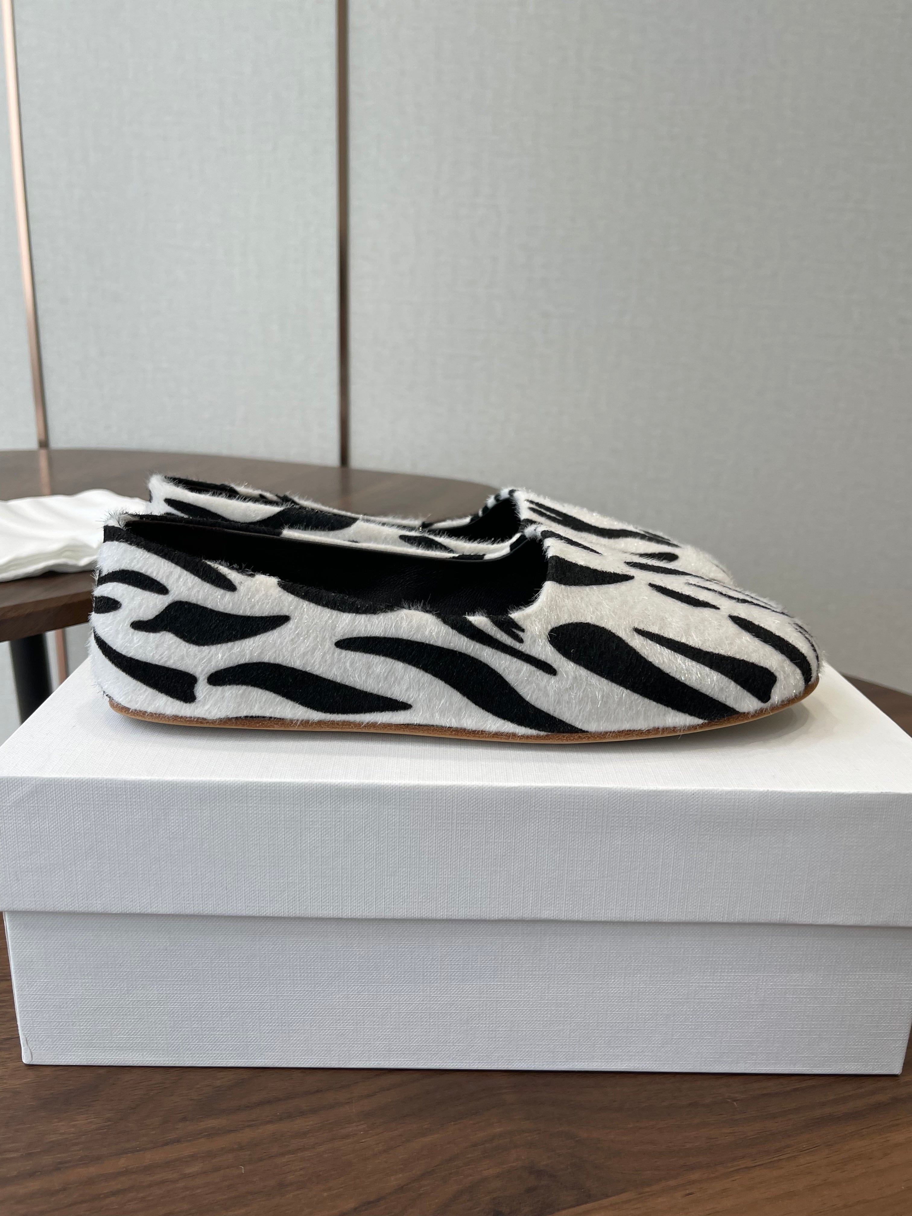 THE ROW 26S MARY JANES IN WHITE ZEBRA PRINT PONY HAIR
