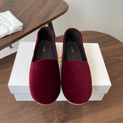 THE ROW 26S BALLET FLATS IN BURGUNDY RED VELVET