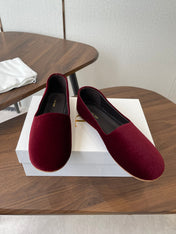 THE ROW 26S BALLET FLATS IN BURGUNDY RED VELVET