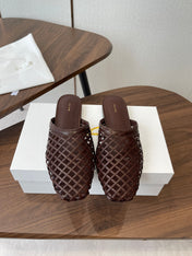 THE ROW 26S MULE SANDALS IN DARK BROWN CALFSKIN