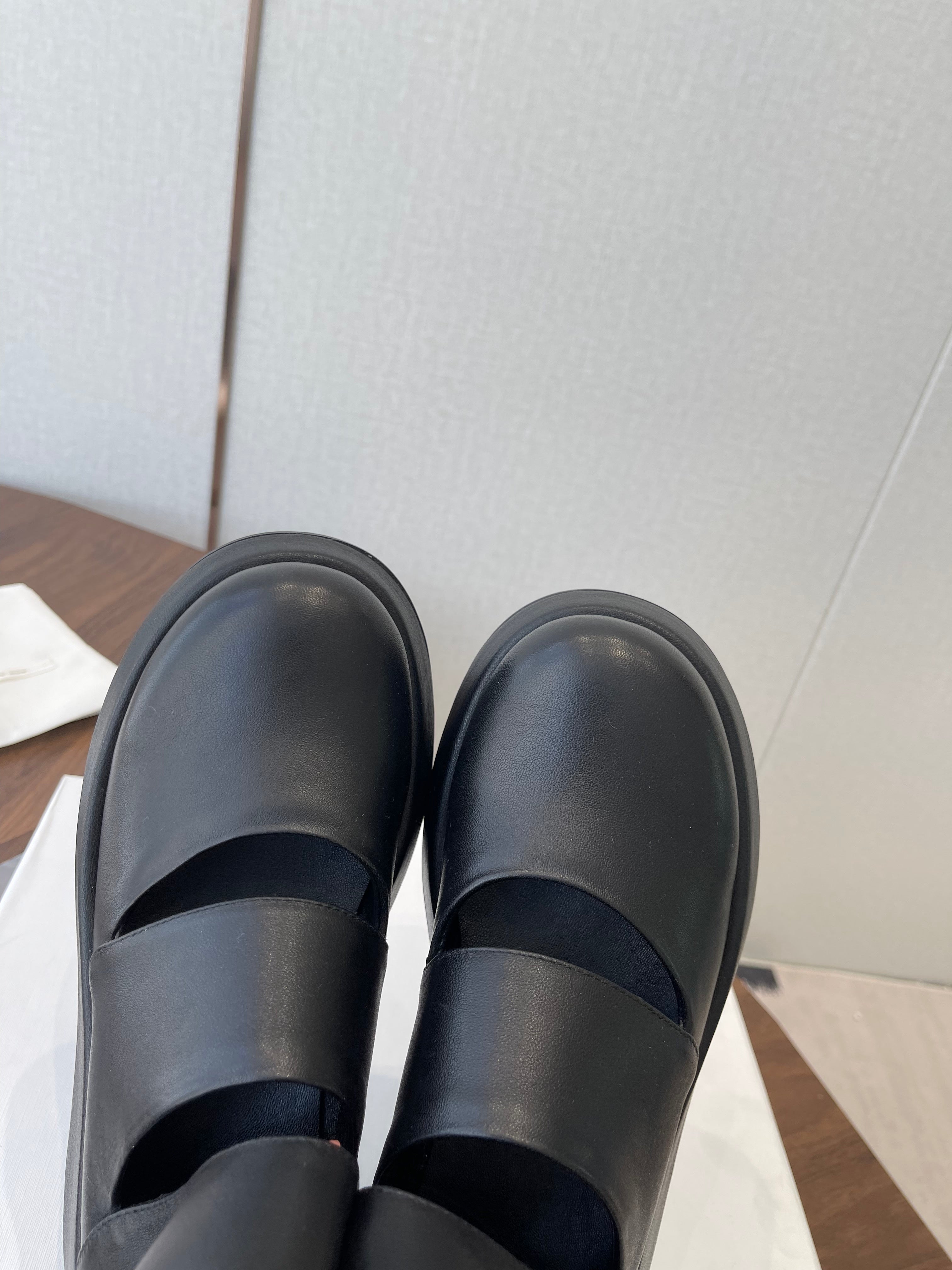 THE ROW 26S PLATFORM MARY JANE IN BLACK CALFSKIN