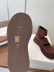 THE ROW 26S PLATFORM MARY JANE IN CHOCOLATE BROWN SUEDE