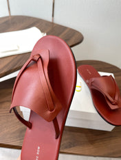 THE ROW 26S T STRAP THONG SANDALS IN RUST RED CALFSKIN