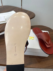 THE ROW 26S T STRAP THONG SANDALS IN RUST RED CALFSKIN