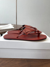 THE ROW 26S T STRAP THONG SANDALS IN RUST RED CALFSKIN