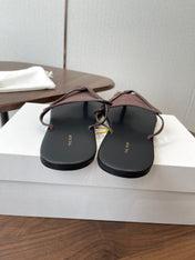 THE ROW 26S T STRAP THONG SANDALS IN CHOCOLATE BROWN SUEDE