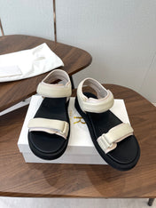 THE ROW 26S DOUBLE STRAP SANDALS IN IVORY WHITE CALFSKIN