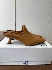 LOEWE 26S EMILY MULE 55MM IN TAN BROWN CALFSKIN