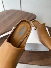 LOEWE 26S EMILY MULE 55MM IN TAN BROWN CALFSKIN