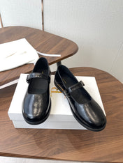 THE ROW 26S MARY JANE FLATS IN BLACK PATENT CALFSKIN