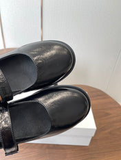 THE ROW 26S MARY JANE FLATS IN BLACK PATENT CALFSKIN