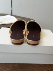 THE ROW 26S MULE FLATS IN BEIGE CROCHET MESH