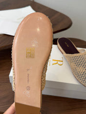 THE ROW 26S MULE FLATS IN BEIGE CROCHET MESH