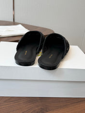 THE ROW 26S PEARL EMBELLISHED CROCHET MULE FLATS IN BLACK