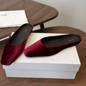 THE ROW 26S POINTED TOE MULES IN BURGUNDY RED VELVET