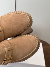 CHLOE 26S PLATFORM MULES IN NUDE BEIGE SUEDE