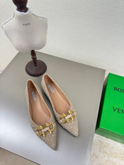 BALLET FLAT IN SAND BROWN INTRECCIATO SUEDE