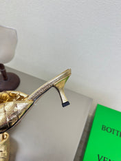 BLINK HIGH 5 CM MULE IN GOLD INTRECCIATO LEATHER