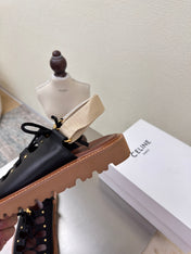 CELINE 25S BILLIE CHUNKY SANDAL IN BLACK CALFSKIN AND TEXTILE