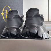 PRADA 26S CLOUDBUST THUNDER SNEAKERS 60MM IN BLACK AND SILVER MESH FABRIC AND TPU