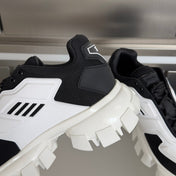 PRADA 26S CLOUDBUST THUNDER SNEAKERS 60MM IN WHITE AND BLACK MESH FABRIC AND TPU