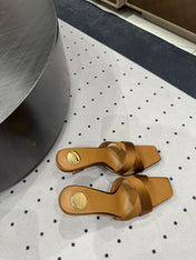 OPYUM HIGH MULES IN BROWNIE SILK