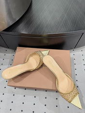 GIANVITO ROSSI 26S HIGH-HEEL SANDALS 55 MM IN METALLIC GOLD LAMBSKIN & CRYSTAL