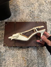 VLTN HIGH HEEL 25S 80 MM IN WHITE CALFSKIN WITH BOW