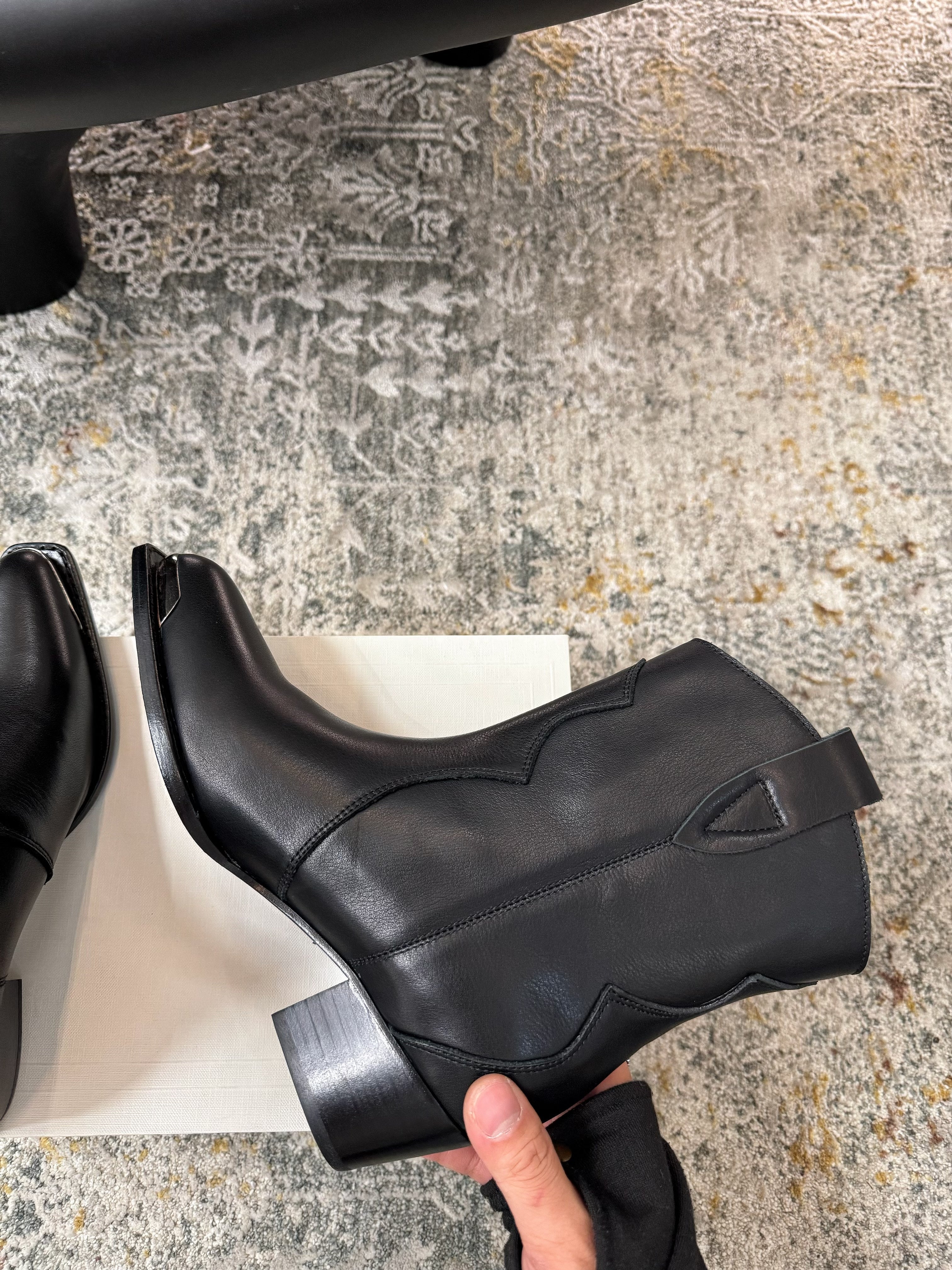 CELINE 26S ANKLE BOOTS 55 MM IN BLACK CALFSKIN