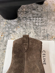 CELINE 26S ANKLE BOOTS 55 MM IN GRAYISH BROWN SUEDE