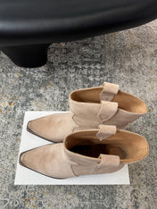CELINE 26S ANKLE BOOTS 55 MM IN BEIGE SUEDE