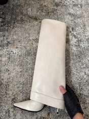 BALMAIN 26S BOOT 85 MM IN CREAM WHITE CALFSKIN