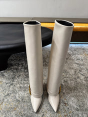 BALMAIN 26S BOOT 85 MM IN CREAM WHITE CALFSKIN
