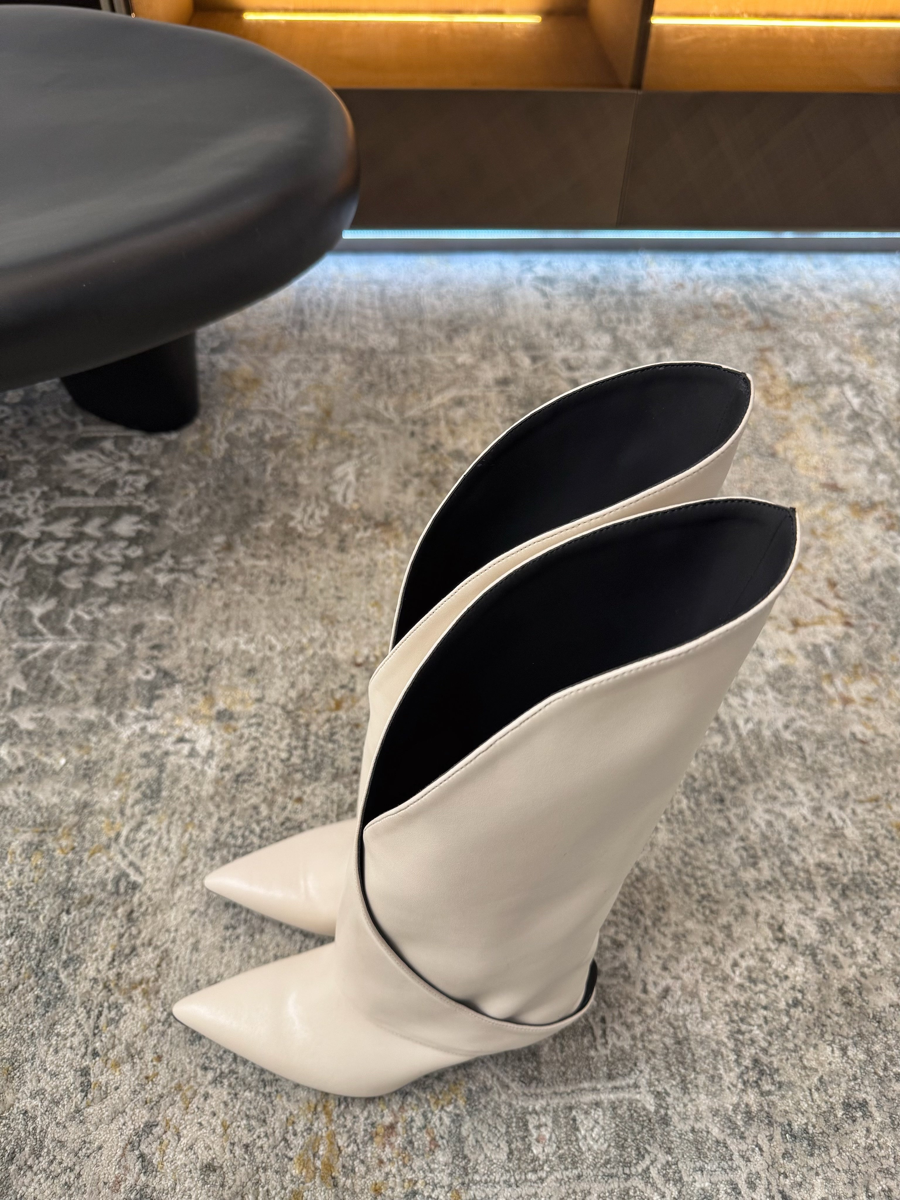 BALMAIN 26S BOOT 95 MM IN CREAM WHITE CALFSKIN