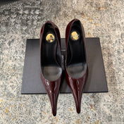 YSL 26S HEELED SHOES 110 MM IN DARK RED GLOSSY CALFSKIN