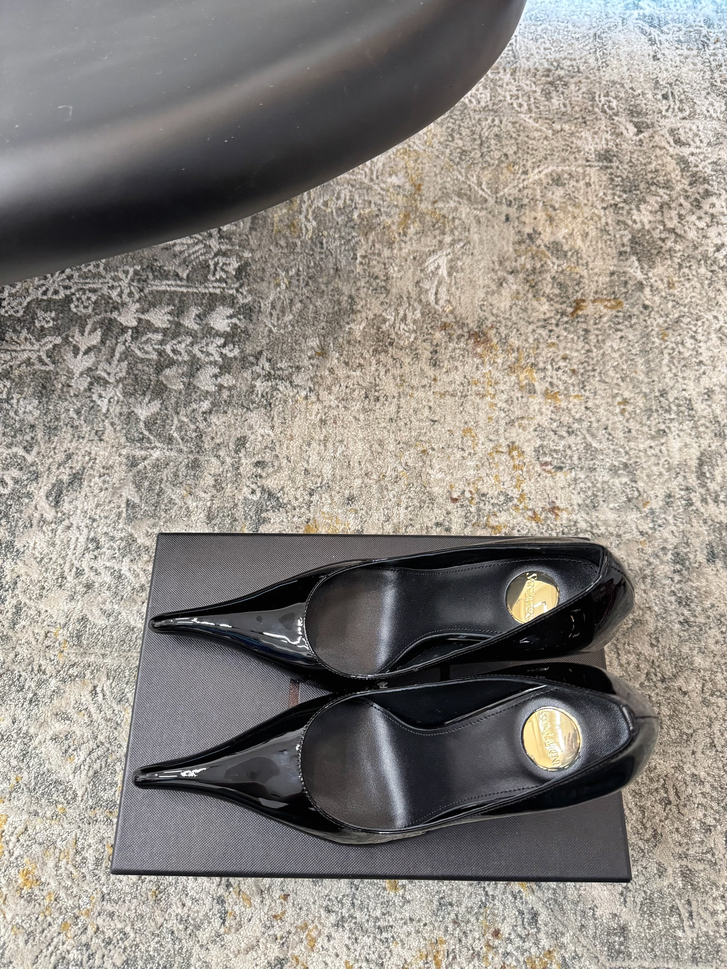 YSL 26S HEELED SHOES 110 MM IN BLACK GLOSSY CALFSKIN