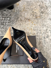 YSL 26S HEELED SHOES 110 MM IN WARM NUDE GLOSSY CALFSKIN
