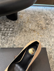 YSL 26S HEELED SHOES 110 MM IN WARM NUDE GLOSSY CALFSKIN