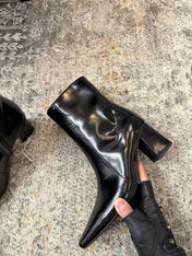 YSL 26S ANKLE BOOTS 70 MM IN BLACK SHINY CALFSKIN