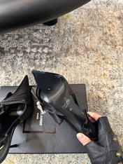 YSL 26S HEELED SLINGBACKS 100 MM IN BLACK SILK