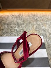 AQUAZZURA 26S HIGH-HEEL SANDALS 130 MM IN DARK RED VELVET