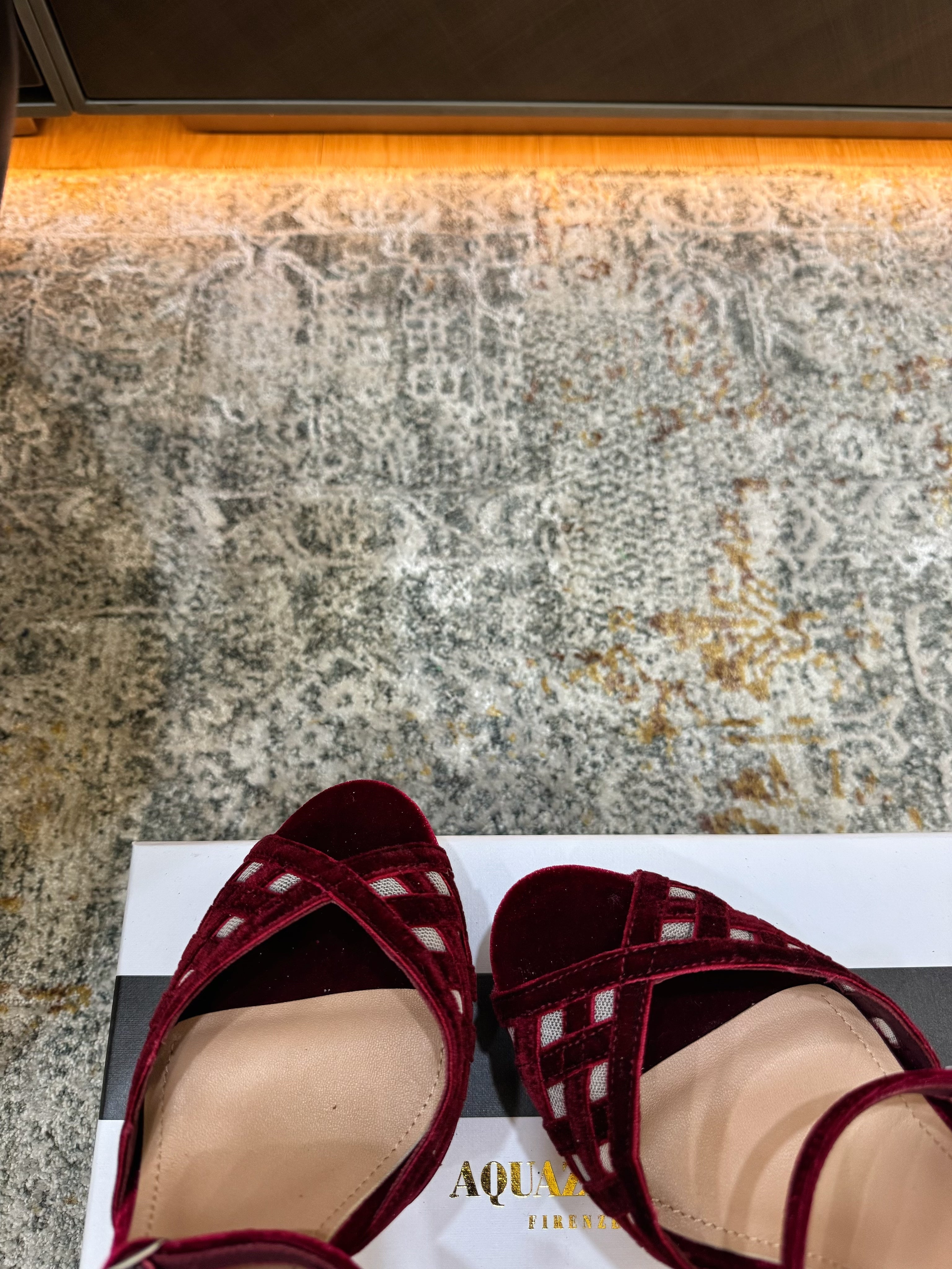 AQUAZZURA 26S HIGH-HEEL SANDALS 130 MM IN DARK RED VELVET