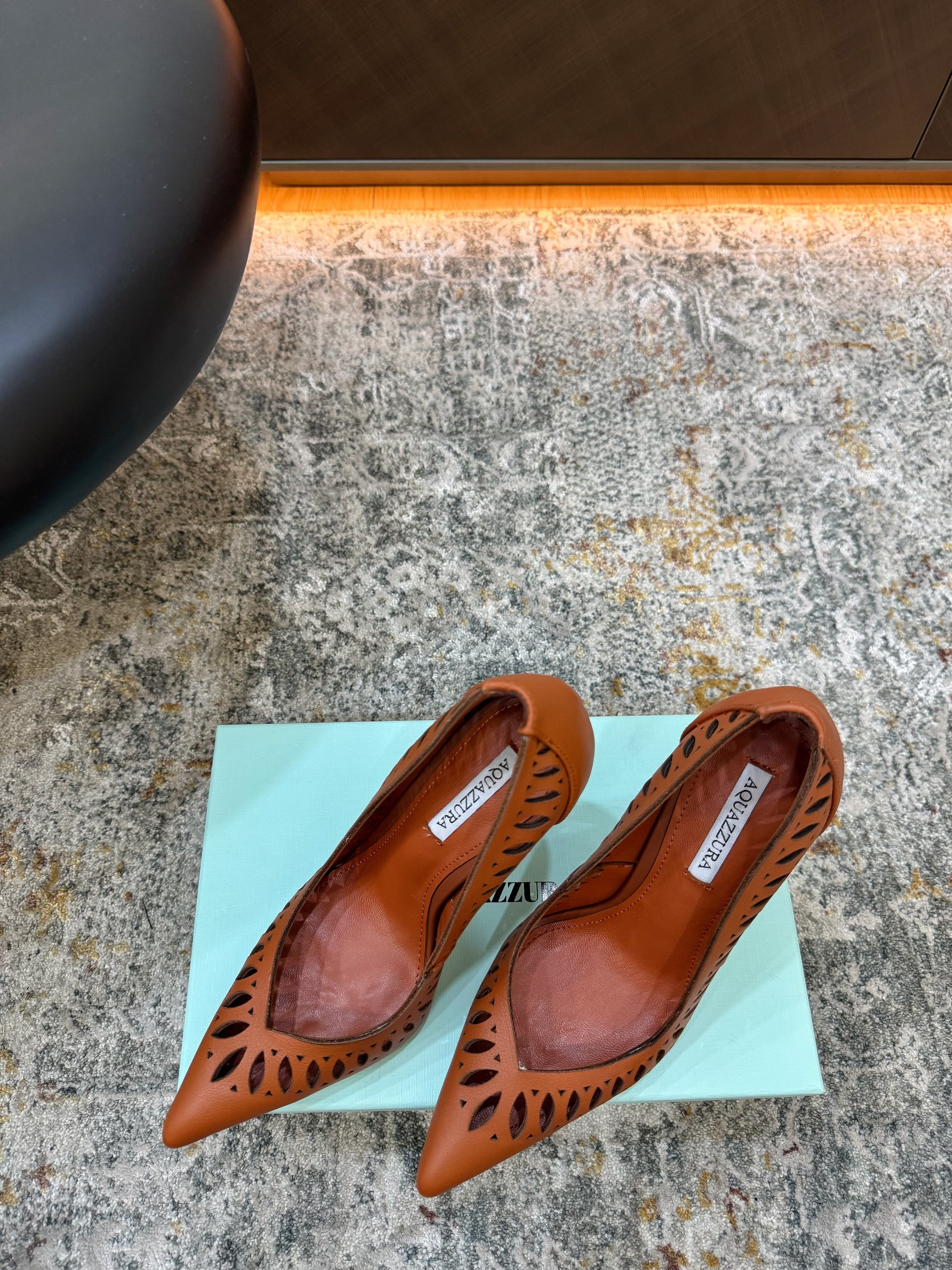 AQUAZZURA 26S HIGH HEELS 110 MM IN BROWN CALFSKIN