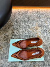 AQUAZZURA 26S HIGH HEELS 110 MM IN BROWN CALFSKIN