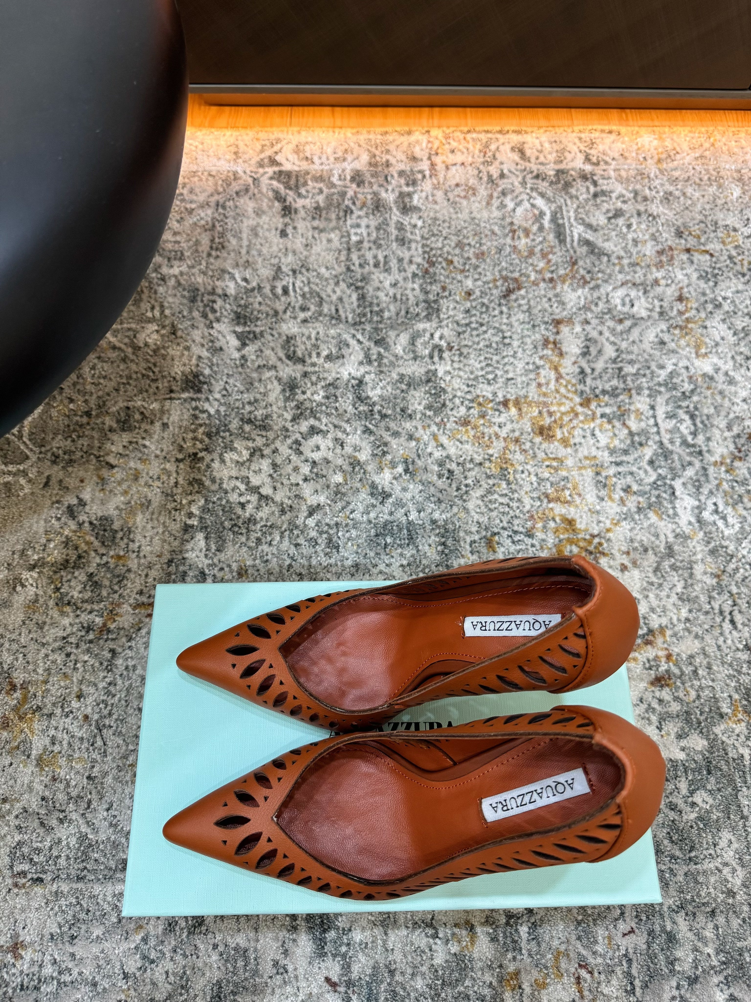 AQUAZZURA 26S HIGH HEELS 110 MM IN BROWN CALFSKIN